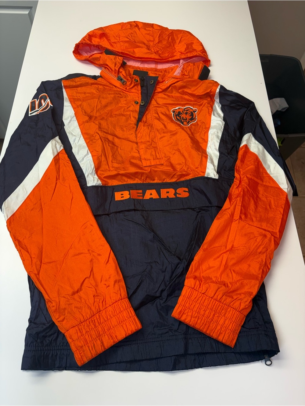 NFL Chicago Bears Orange and Navy Windbreaker Raincoat